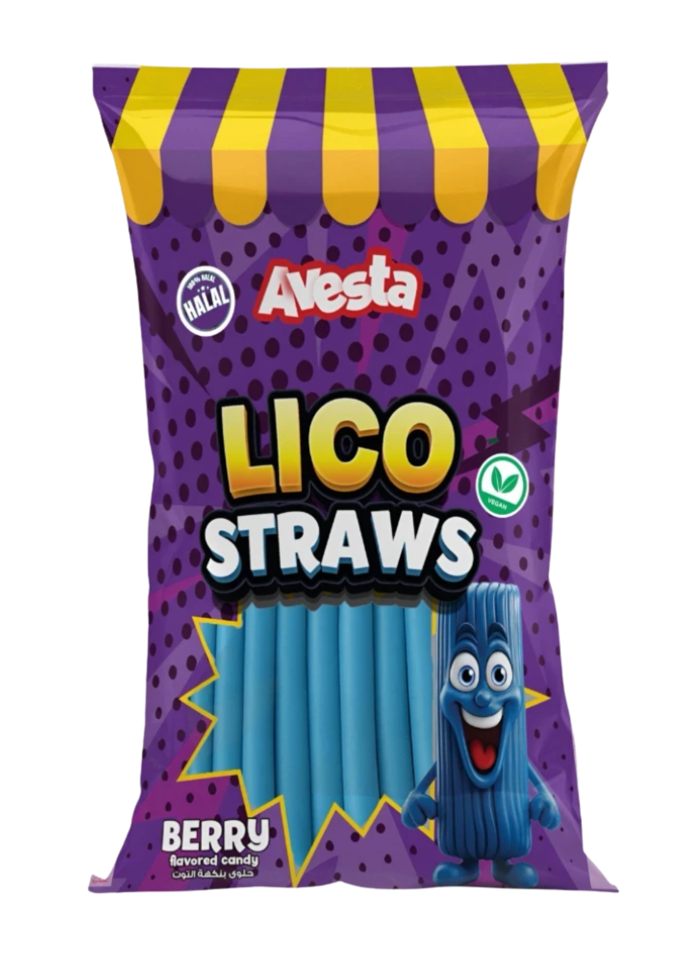 Avesta Lico Straws Berry Fruit, paille de réglisse saveur fruits rouges souple et colorée, bonbon américain importé