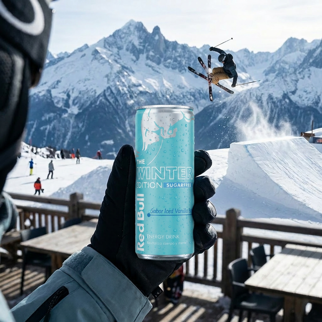 <tc>Red Bull</tc> Suikervrije suikervrije vanille-energiedrank in wintereditie met vanille en bessen.