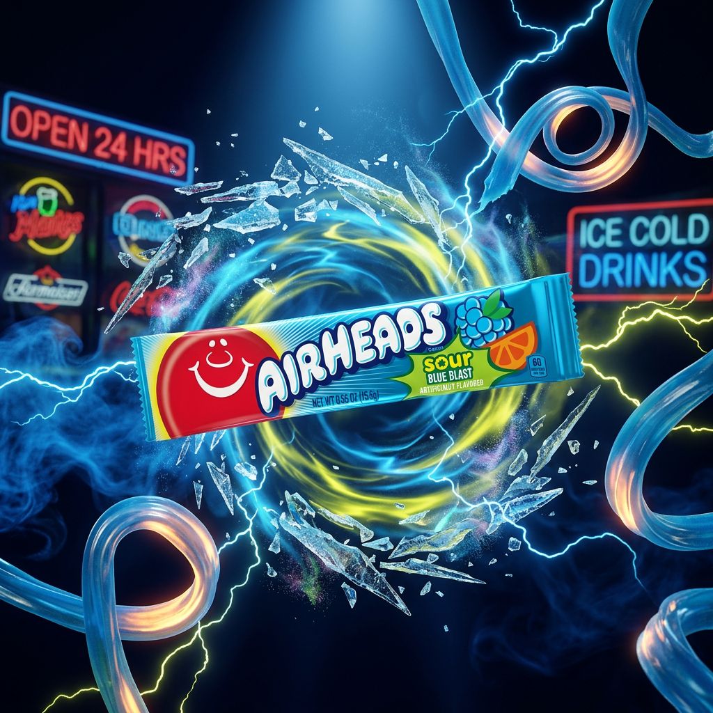 Air Heads Sour Blue Blast, bonbon taffy acidulé américain saveur fruit bleu, importé des USA, disponible sur My American Shop