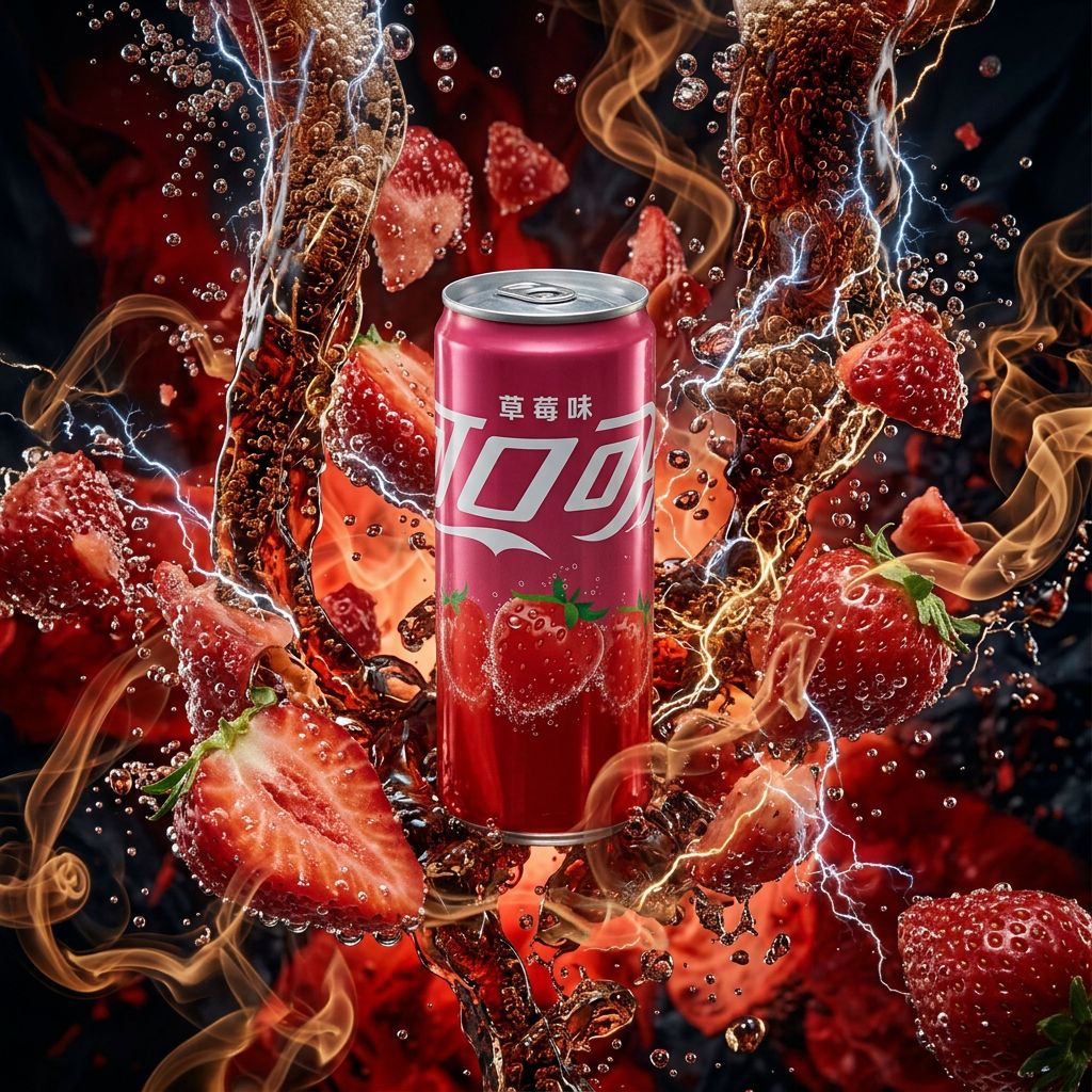 Coca-Cola China Strawberry, édition limitée saveur fraise en canette, importée de Chine, disponible sur My American Shop