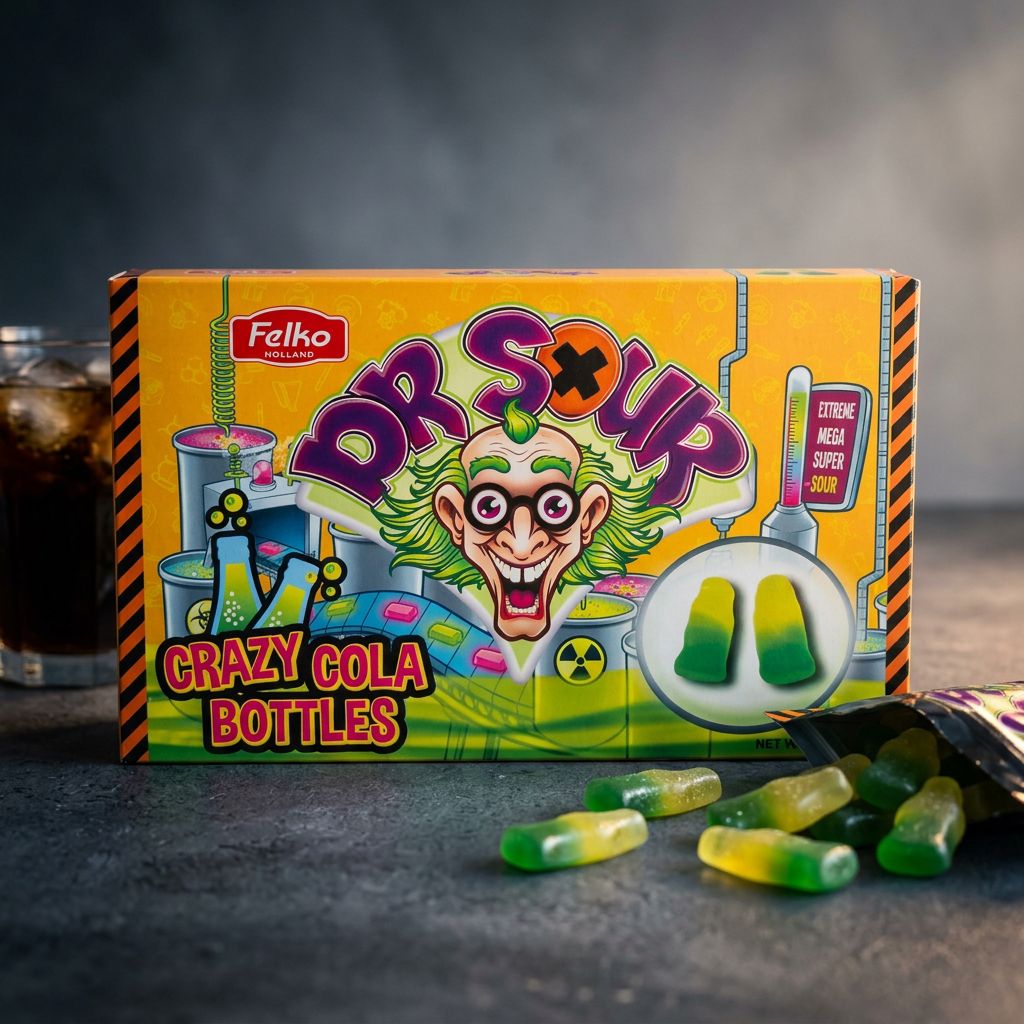 Dr Sour Crazy Cola Bottles, bonbons gélifiés acidulés goût cola, importés des USA, disponible sur My American Shop