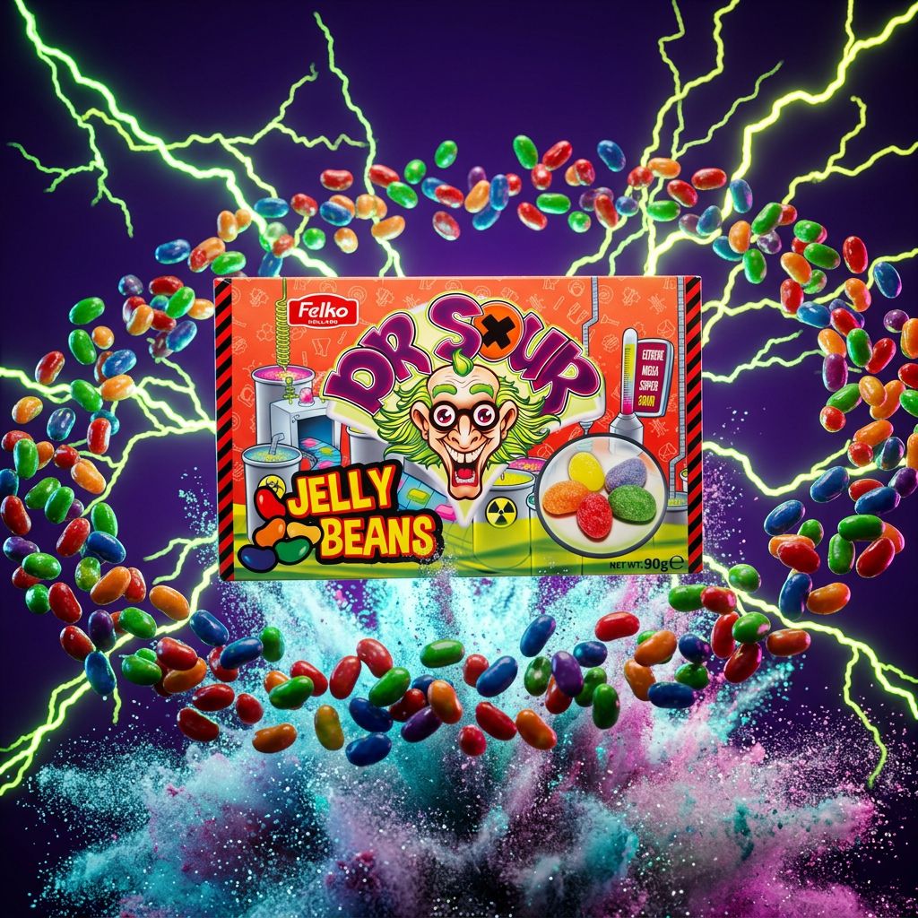 Dr Sour Jelly Beans acidulés, bonbons américains multicolores en sachet, disponible sur My American Shop