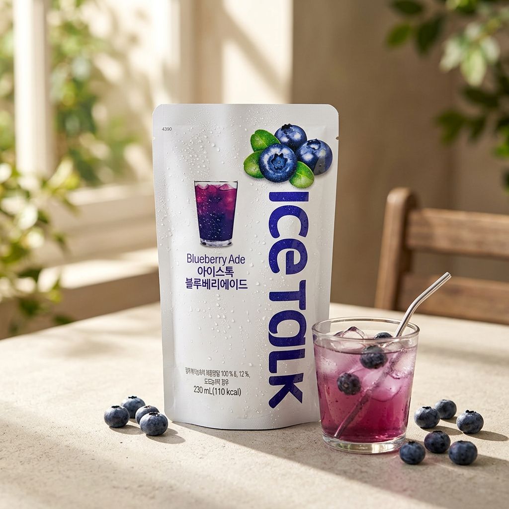 Ice Talk Blueberry Ade, boisson pétillante myrtille en canette, saveur fruitée et fraîche, disponible sur My American Shop