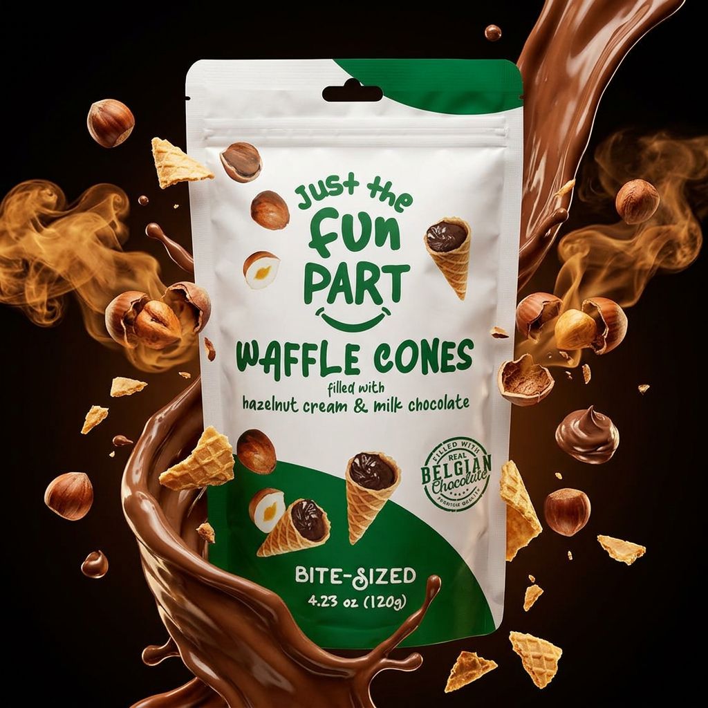Just The Fun Part gaufrette noisette grillée chocolat au lait, biscuit américain croustillant, disponible sur My American Shop