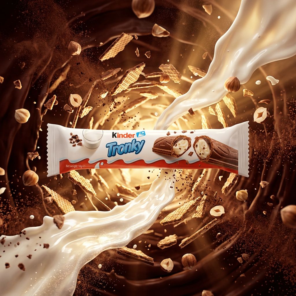 Kinder Tronky biscuit gaufrette cacao coeur lait Ferrero, format individuel, disponible sur My American Shop