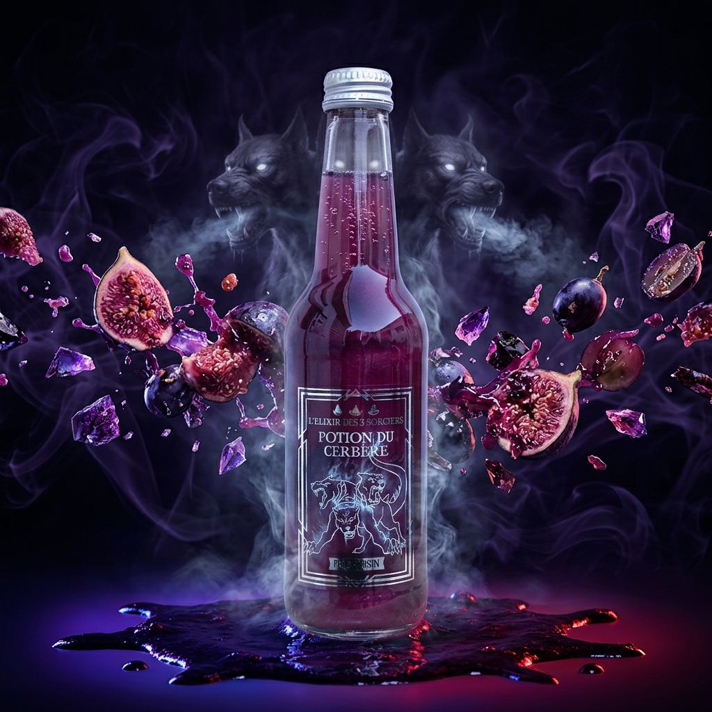 Potion du Cerbère L'Elixir Des 3 Sorciers, soda figue raisin couleur noire, disponible sur My American Shop