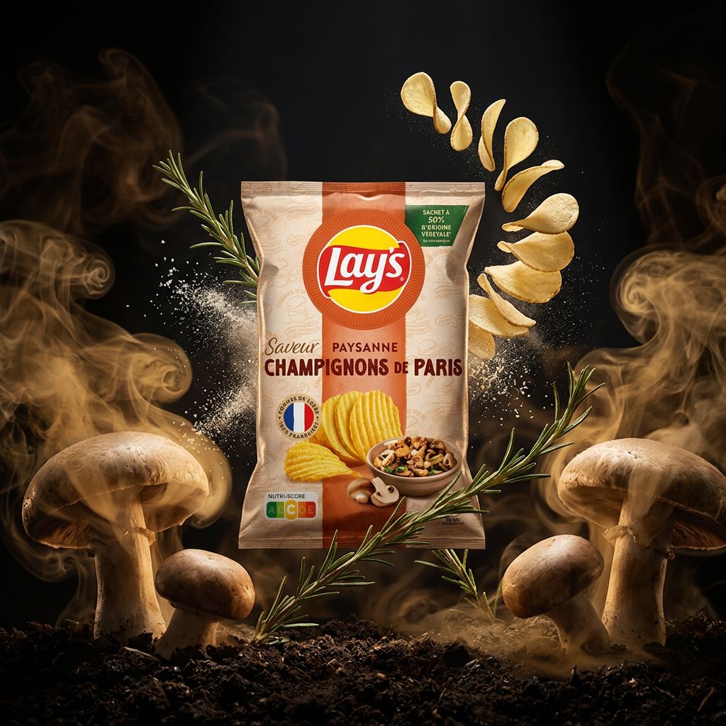 Lay's Paysanne Champignons de Paris, chips premium saveur umami, édition spéciale, disponible sur My American Shop