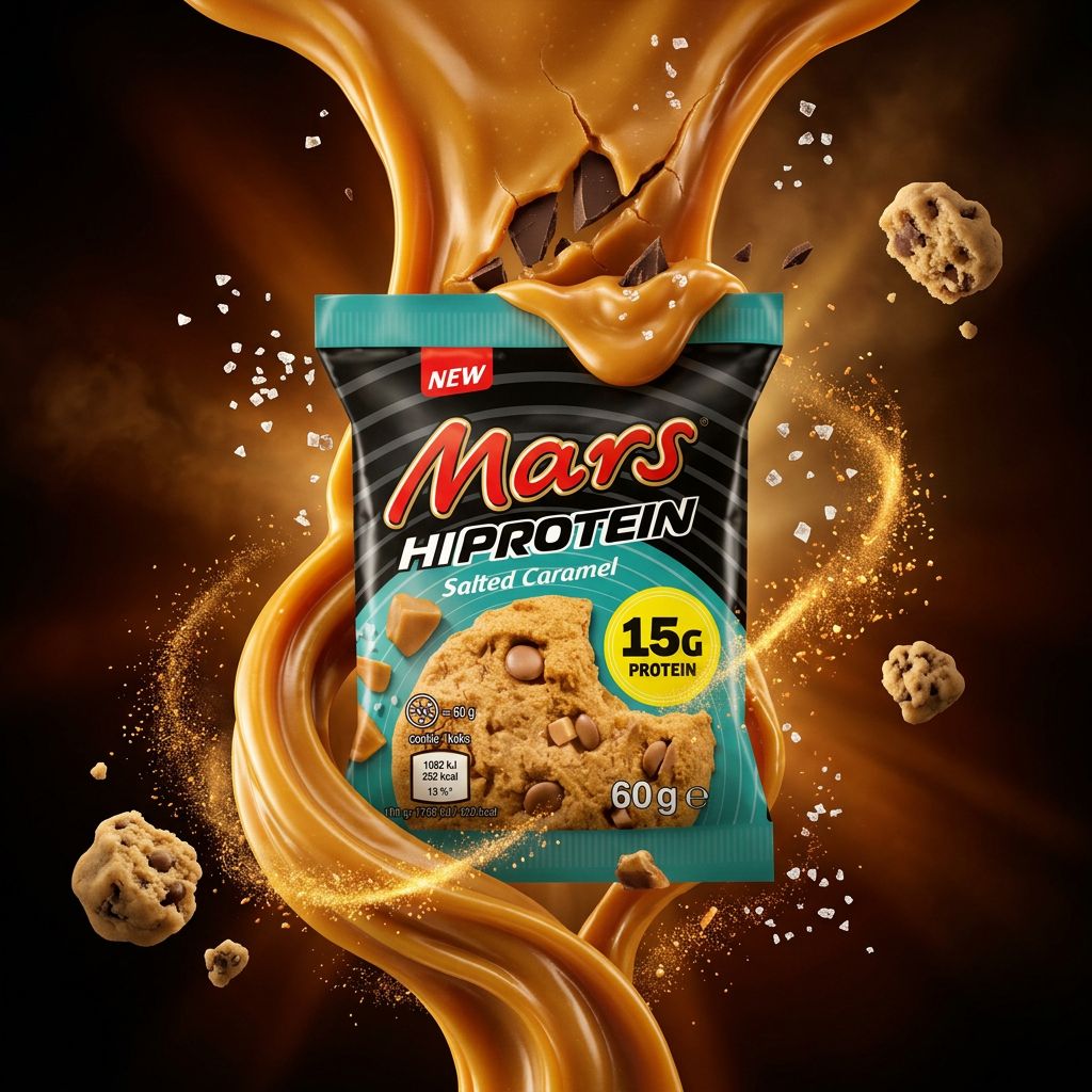 Mars Salted Caramel Protein Cookie, cookie protéiné caramel salé et chocolat au lait, disponible sur My American Shop