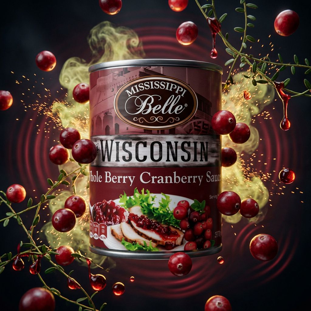 Mississippi Belle Sauce Cranberry Wisconsin Berry, conserve américaine aux canneberges entières, disponible sur My American Shop