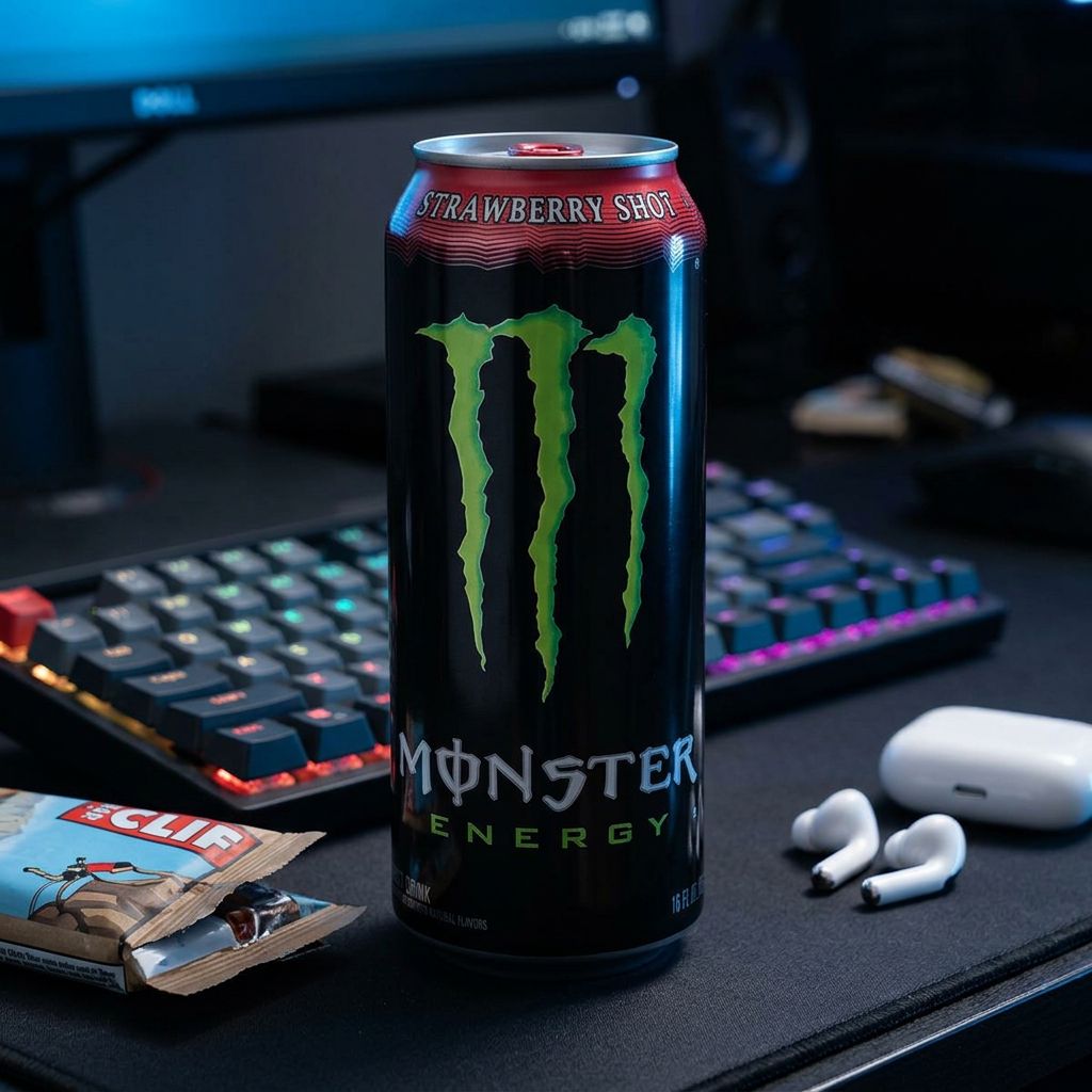 Monster Strawberry Shot 60ml, shot énergisant fraise concentré, importé USA, disponible sur My American Shop