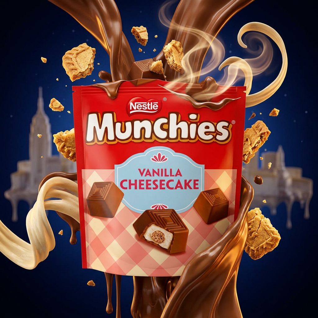 Nestle Munchies Vanilla Cheesecake Pouch, snack chocolat biscuit vanille importé, disponible sur My American Shop