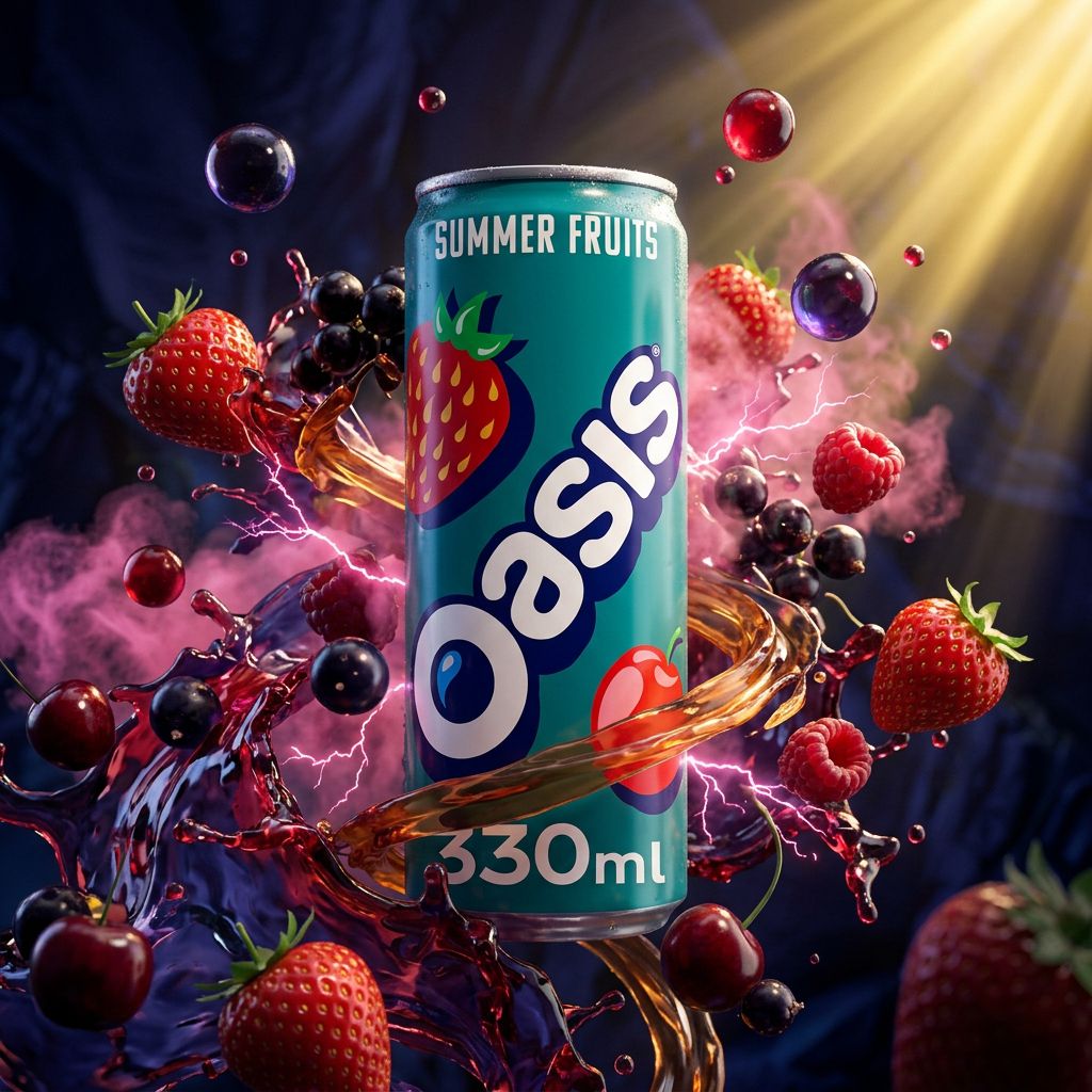 Oasis Summer Fruits, boisson fruitée sans bulles aux fruits rouges, disponible sur My American Shop
