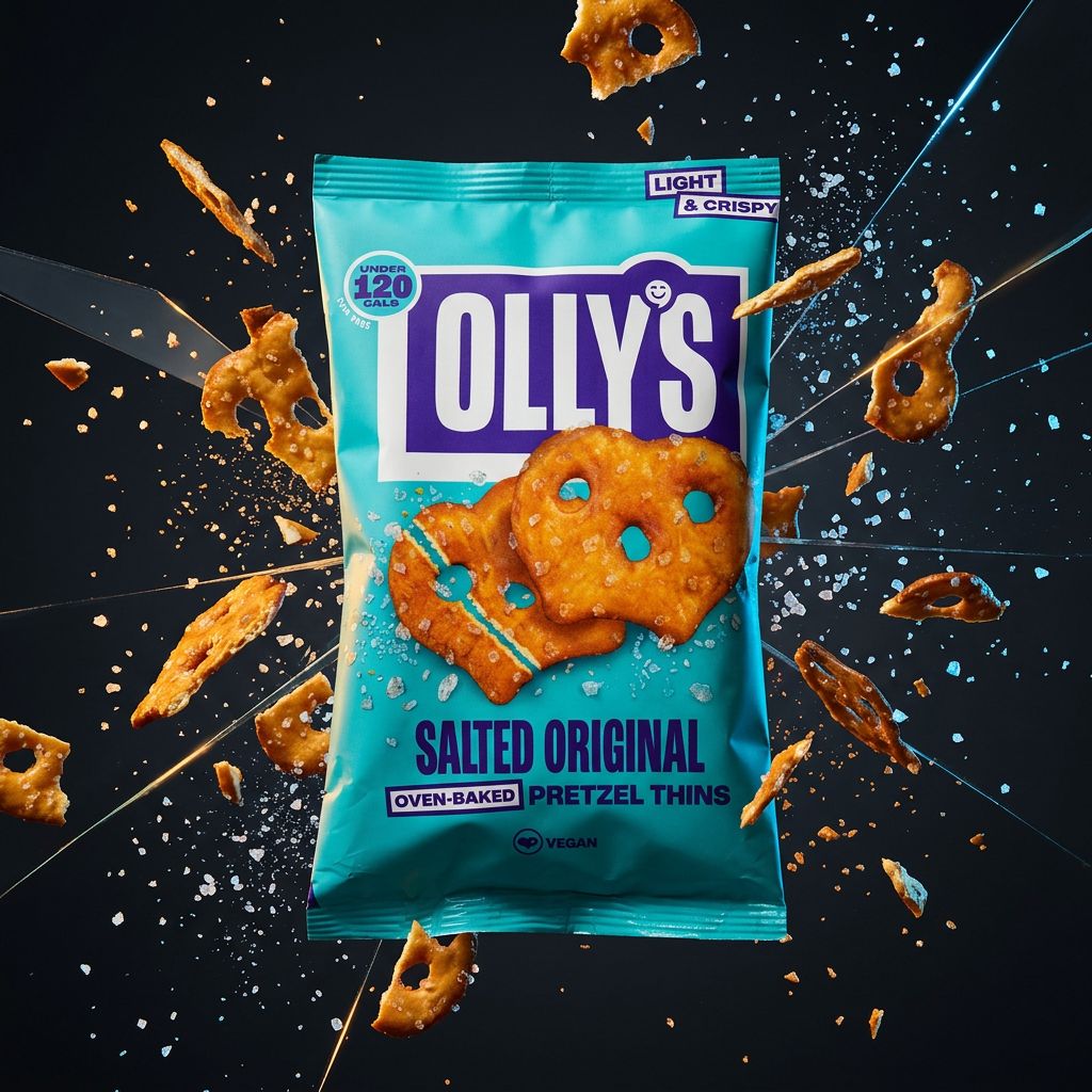 Olly's Pretzel Thins Salted Original, bretzel fin salé façonné main, marque britannique, disponible sur My American Shop