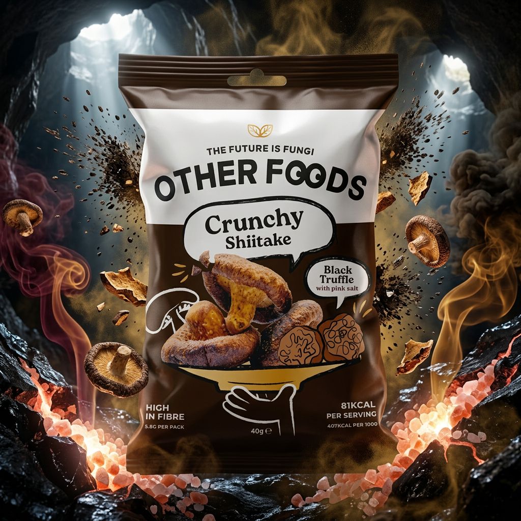 Other Foods Crunchy Shiitake Mushrooms truffe noire et sel rose, snack vegan croustillant, disponible sur My American Shop