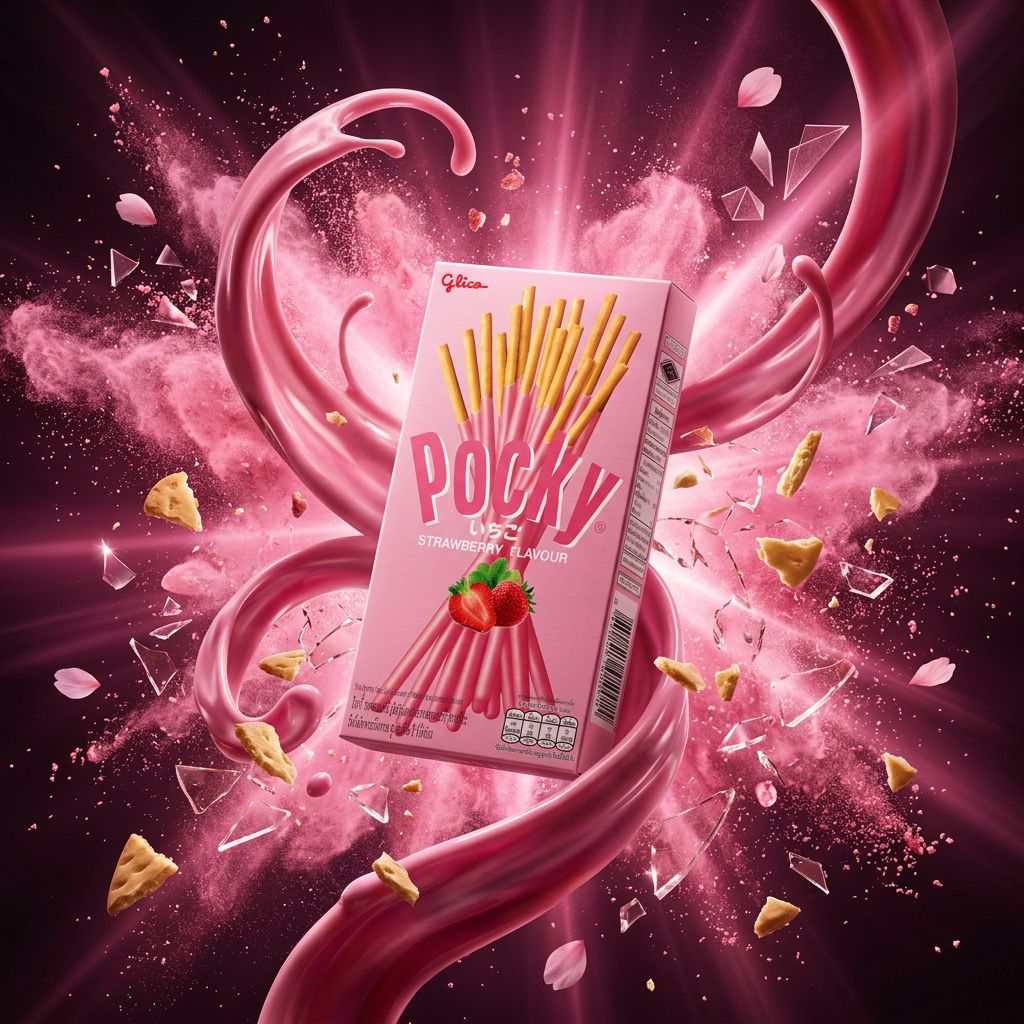 Pocky Fraise Glico 45g, biscuits japonais enrobés de crème fraise, disponible sur My American Shop