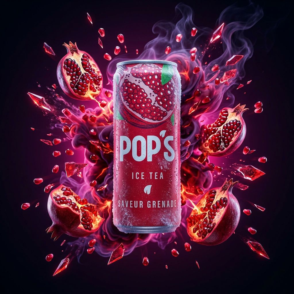 Canette Pop's Ice Tea Grenade, boisson rafraîchissante française, disponible sur My American Shop