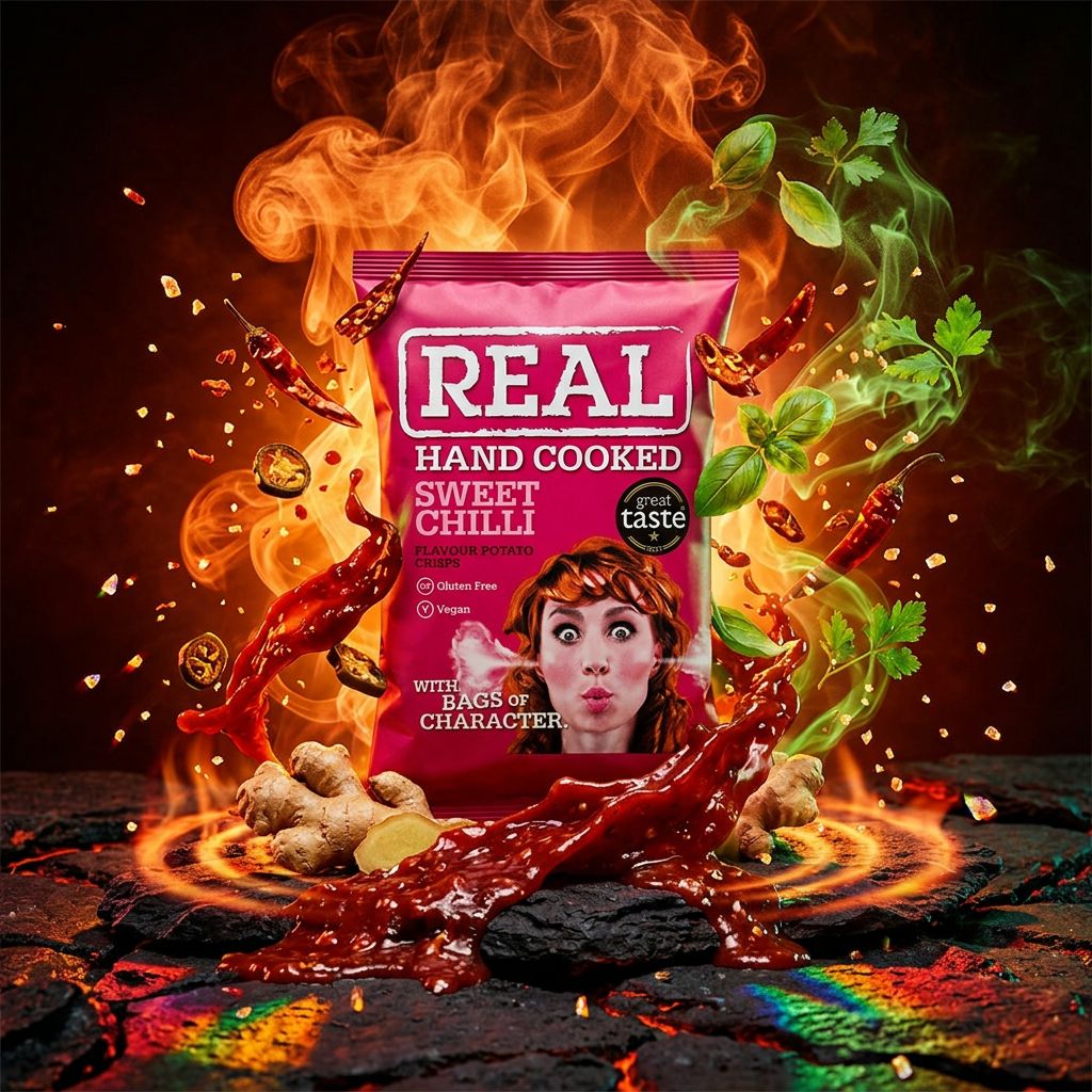 Chips Real Crisp Sweet Chilli piment doux, snack importé croustillant aux épices, disponible sur My American Shop