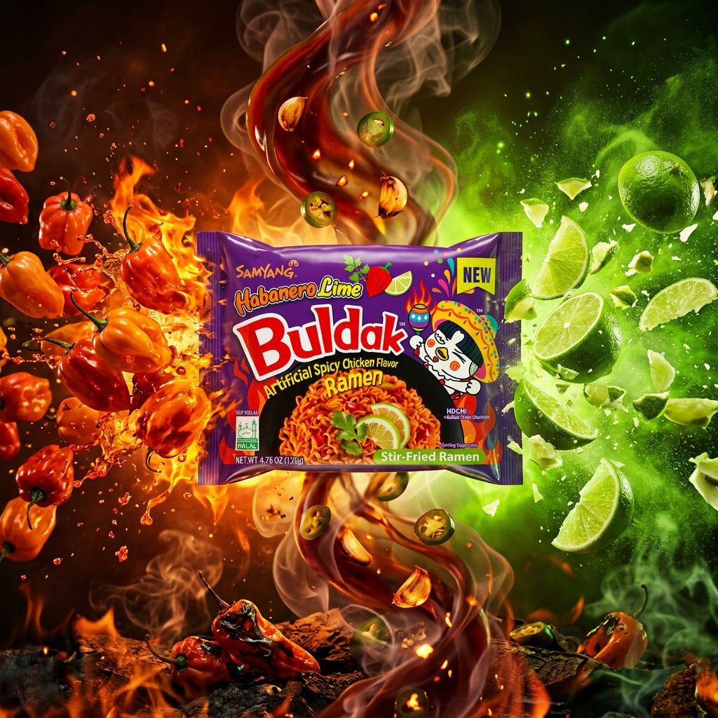 Samyang Ramen Hot Chicken Habanero Lime, nouilles instantanées épicées coréennes, disponible sur My American Shop