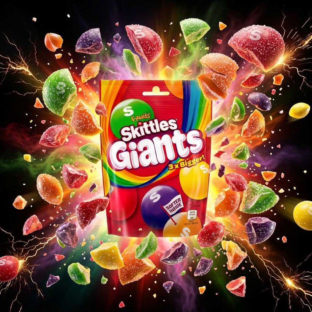 Skittles Giants Fruits Big, bonbons américains XXL mix fruité fraise citron raisin, disponible sur My American Shop