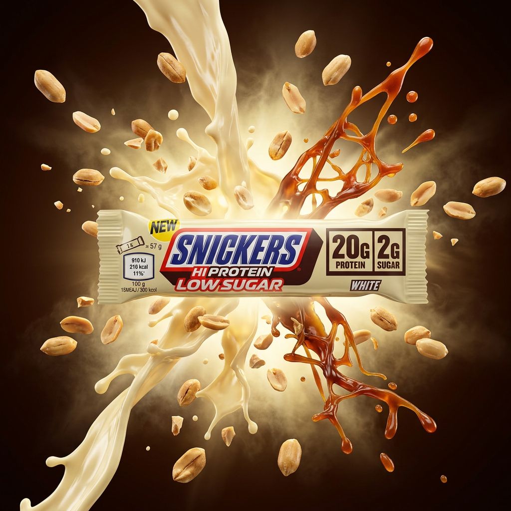 Snickers White Low Sugar Protein Bar, barre protéinée chocolat blanc 20g de protéines, importée, disponible sur My American Shop