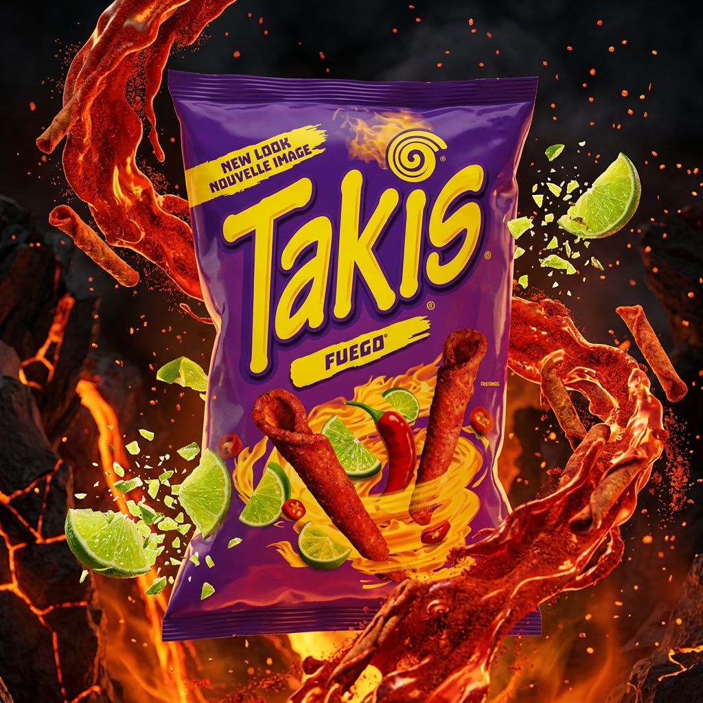 Takis Fuego 100g, chips de maïs roulées piment et citron vert, snack américain viral, disponible sur My American Shop