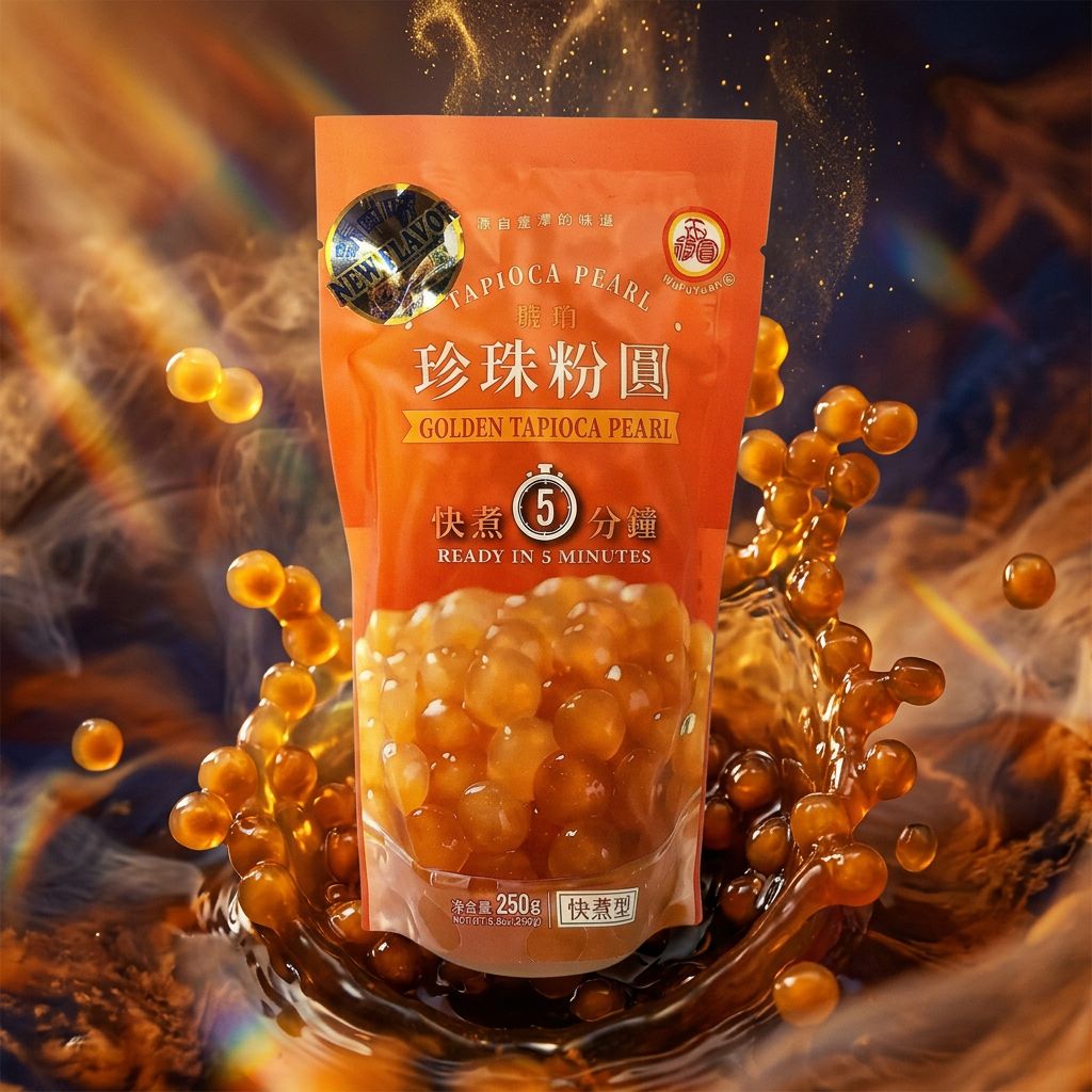 Tapioca Pearl Bubble Tea Golden, billes dorées pour bubble tea, origine Asie, disponible sur My American Shop