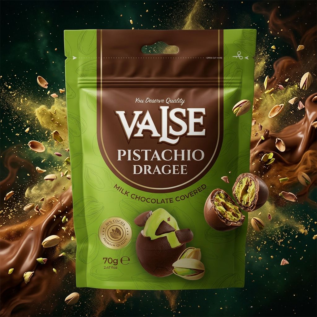 Valse Dragée Pistache Chocolat au Lait, dragées croquantes premium, disponible sur My American Shop