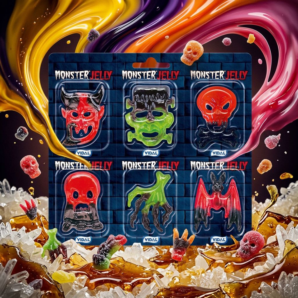 Vidal Monster Jelly, bonbons gélifiés monstres fruités et acidulés d'Espagne, disponible sur My American Shop