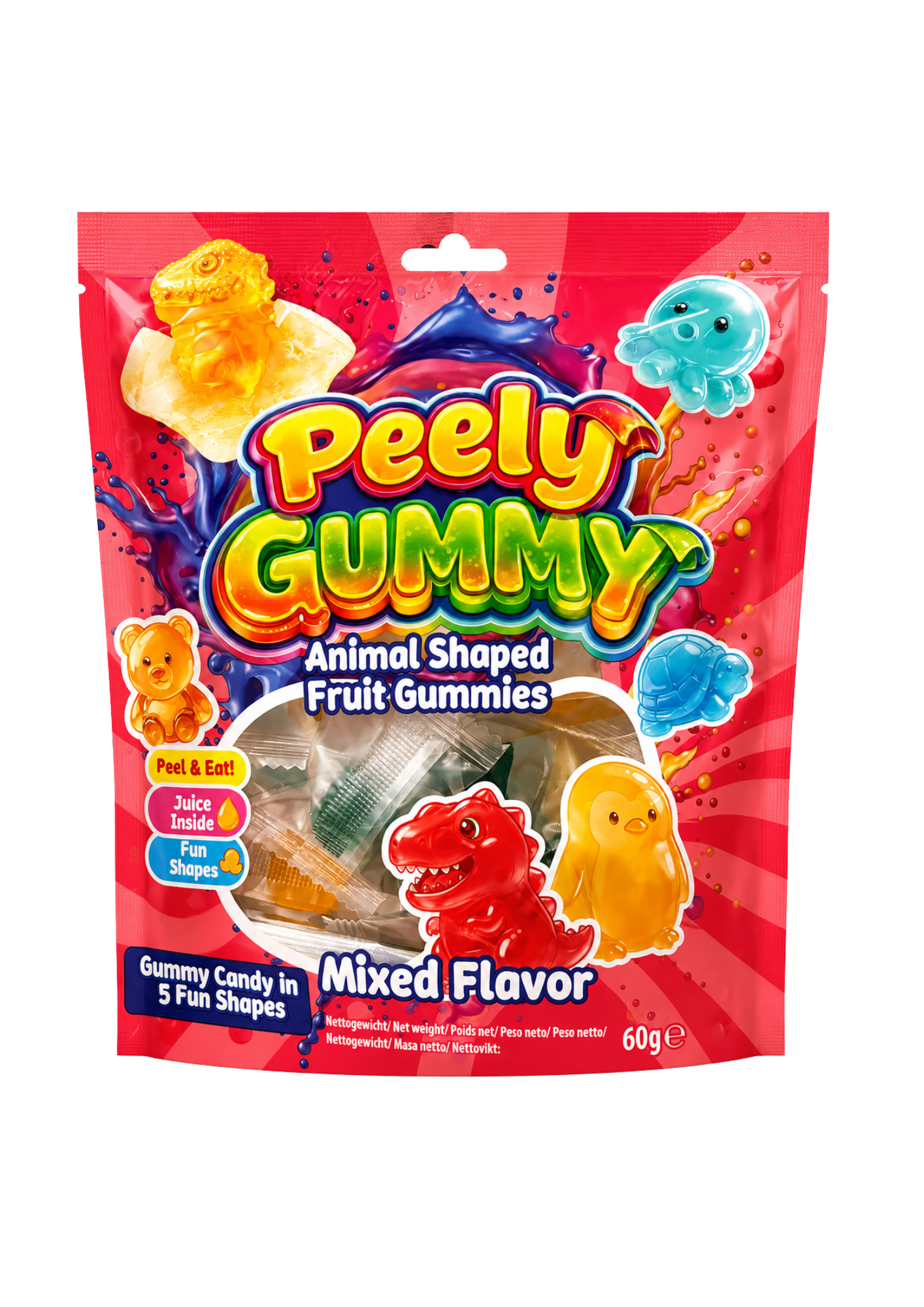 Peely Gummy Dierenvruchtengums met Gemengde Smaak