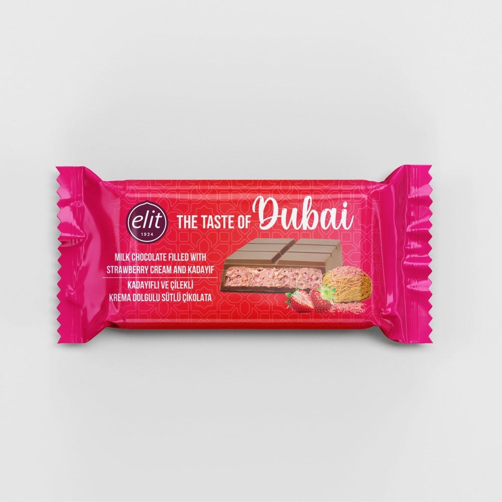Elit Dubai Milk Chocolate Strawberry Cream & Kadayif - My American Shop
