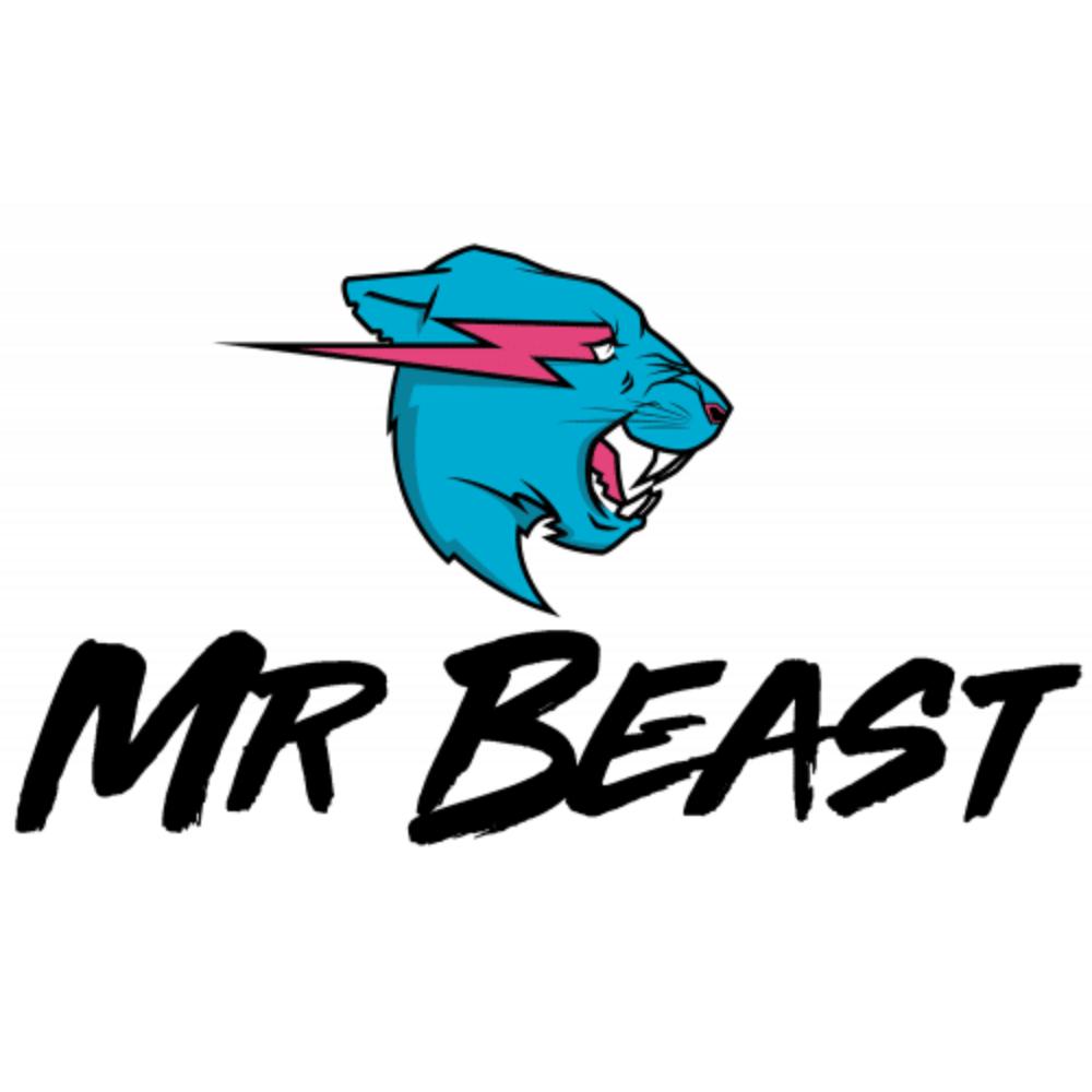 mr beast sur fond bleu avec ses barres chocolatées feastables