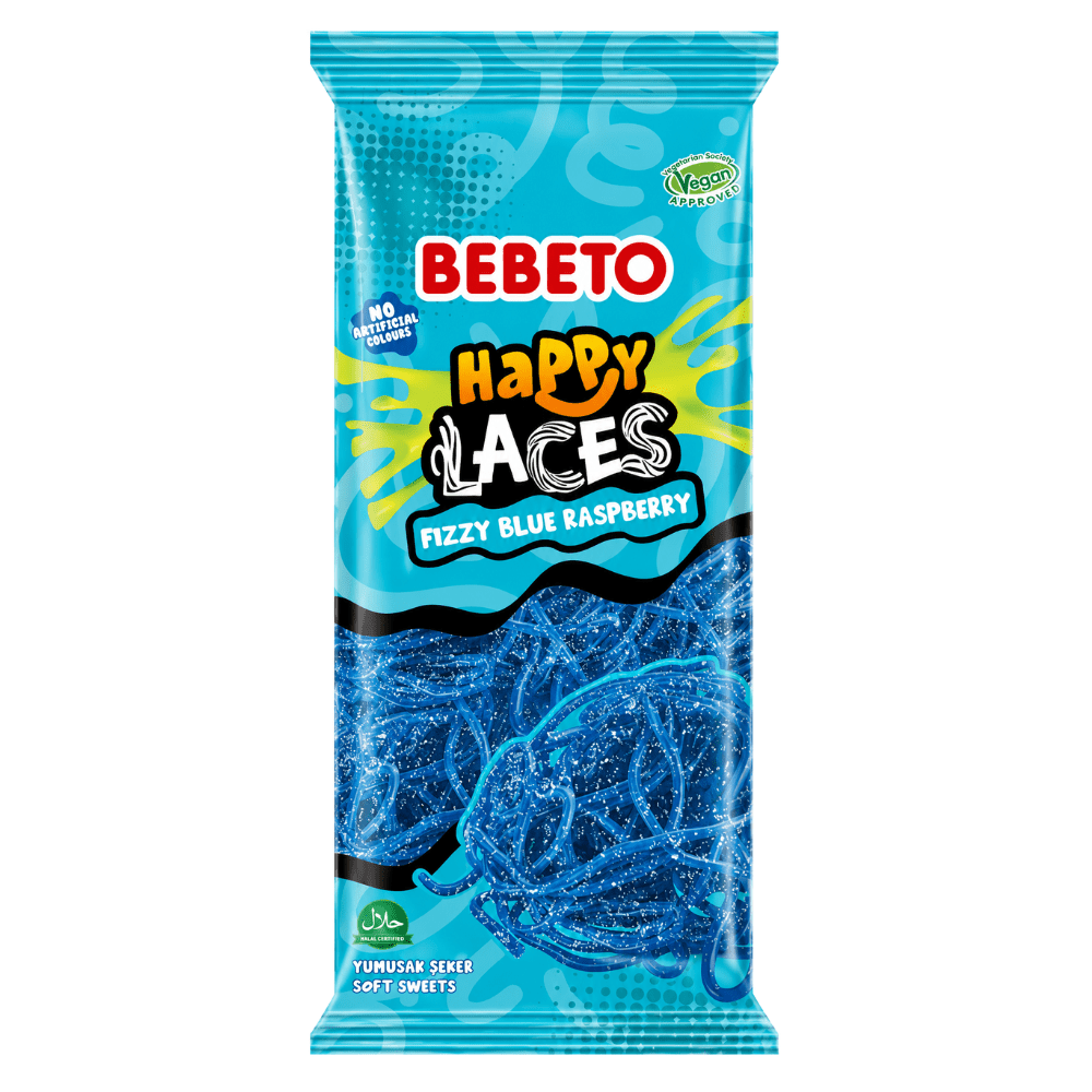 Bebeto Happy Laces Fizzy Blauwe Framboos