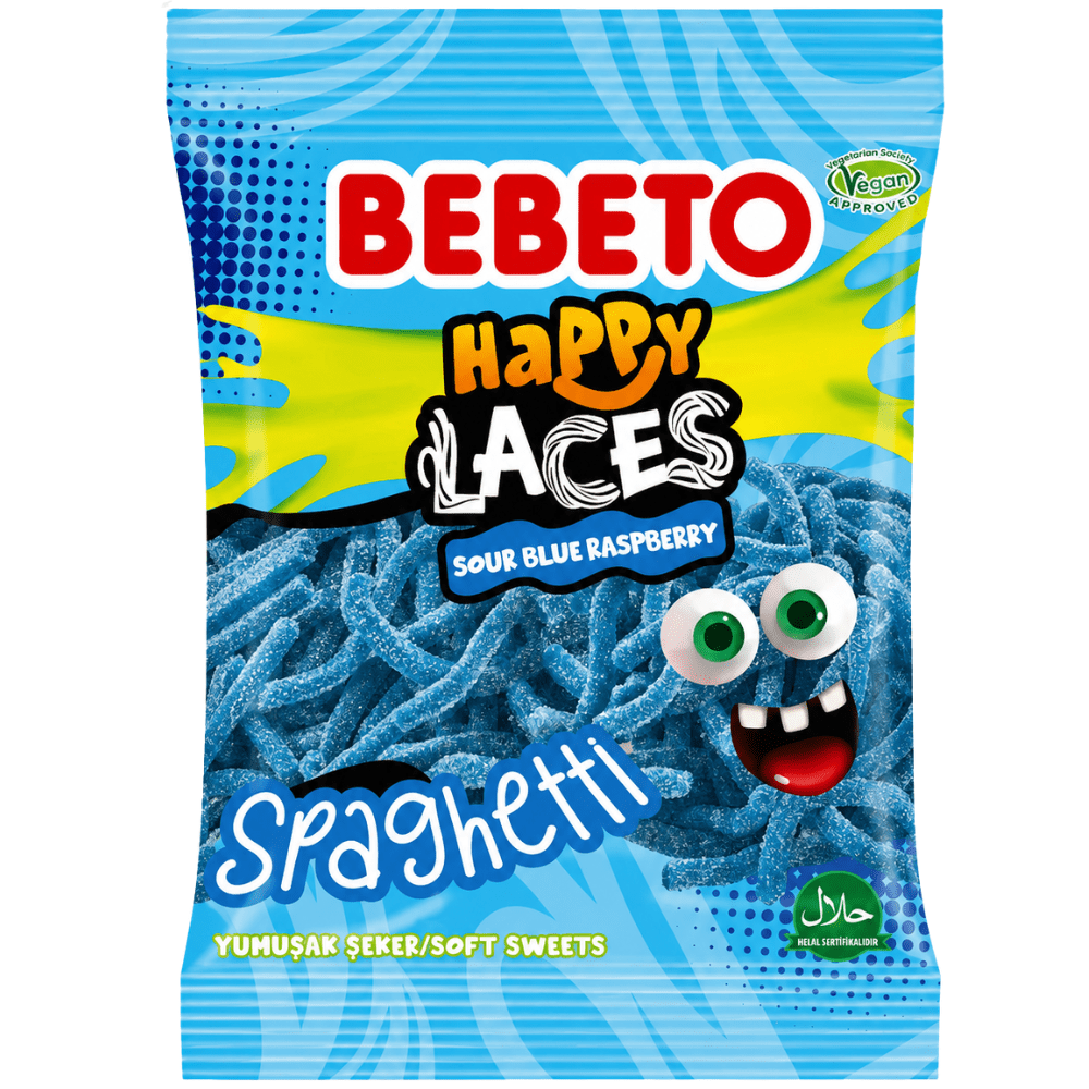 Bebeto Spaghetti Happy Laces Zure Blauwe Framboos
