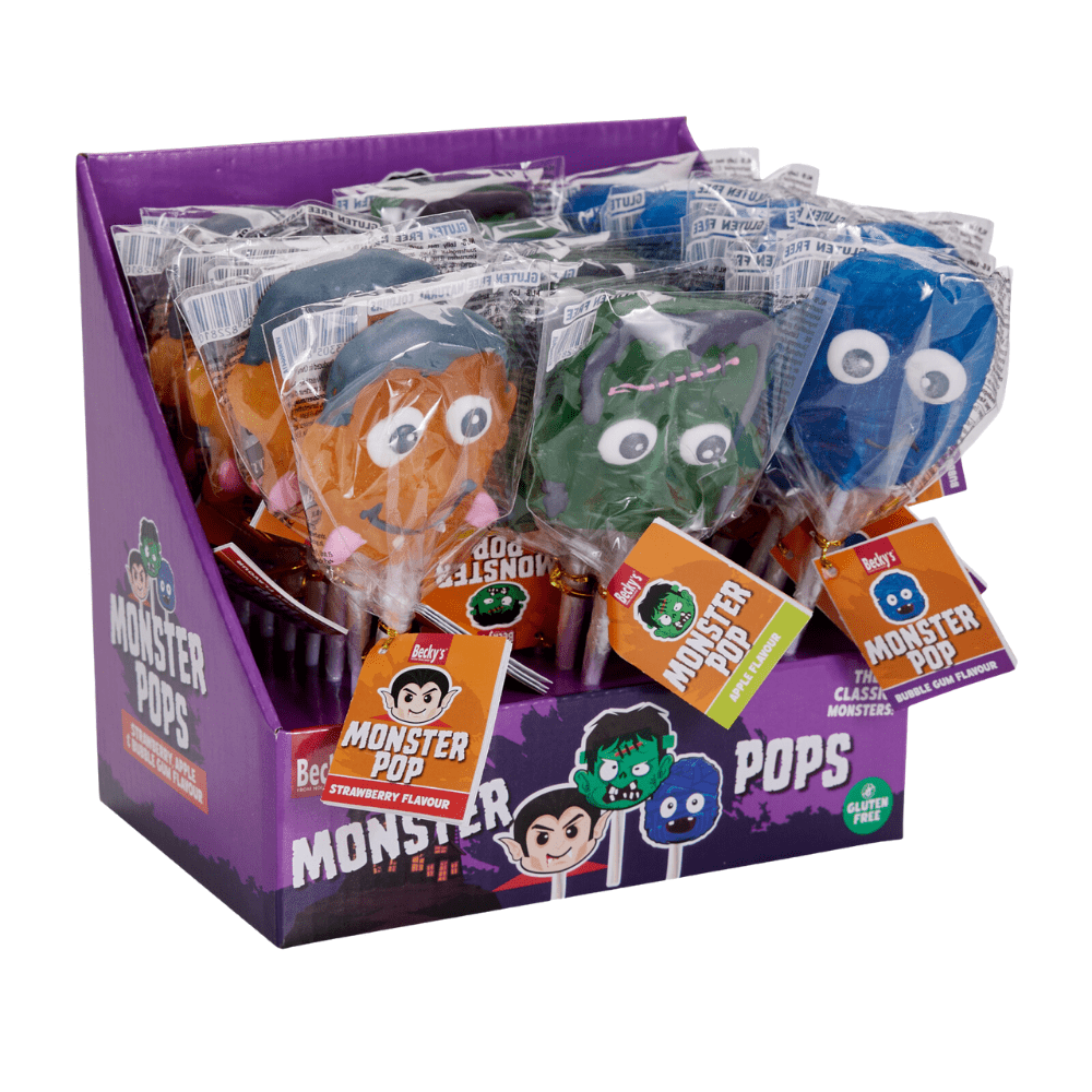 Becky's Monster Lollipops Aardbei Appel Bubble Gum