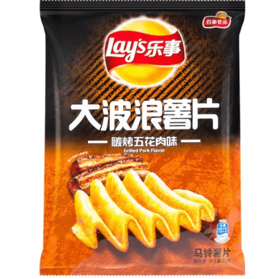 Lay's diep geribbelde gegrilde varkenssmaak