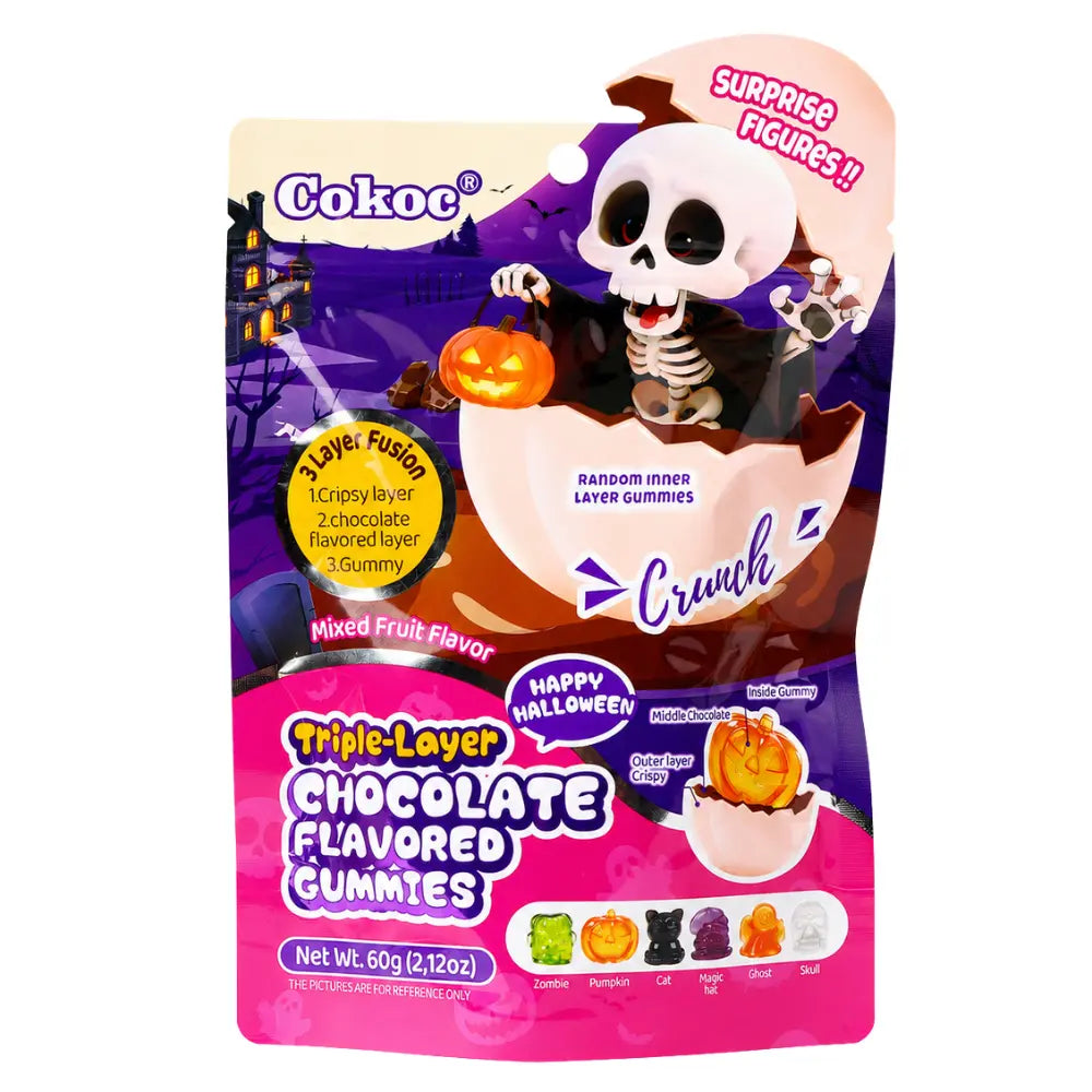 Cokoc Halloween-gummies met drie lagen en gemengde fruitsmaak