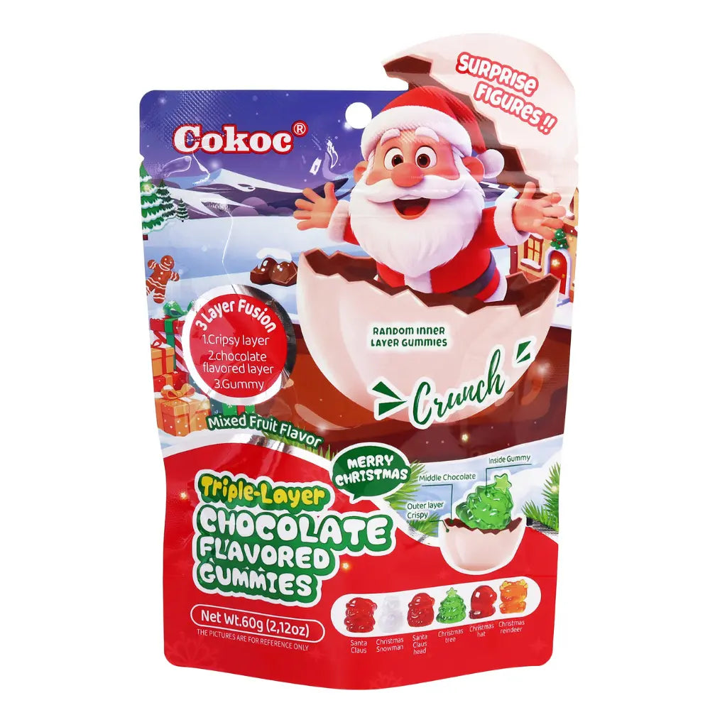 Cokoc Kerst-gummies met drie lagen en gemengde fruitsmaak