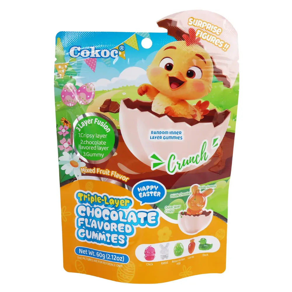 Cokoc Paas-gummies met drie lagen en gemengde fruitsmaak