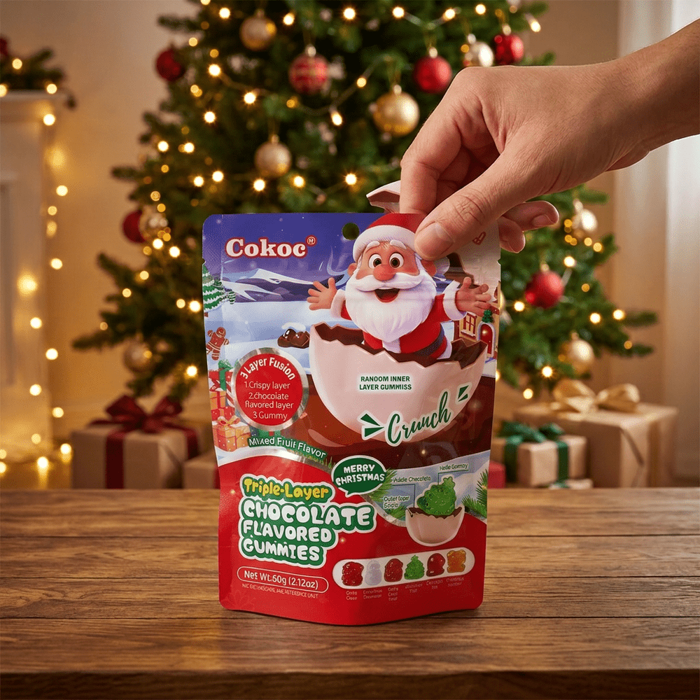 Cokoc Kerst-gummies met drie lagen en gemengde fruitsmaak