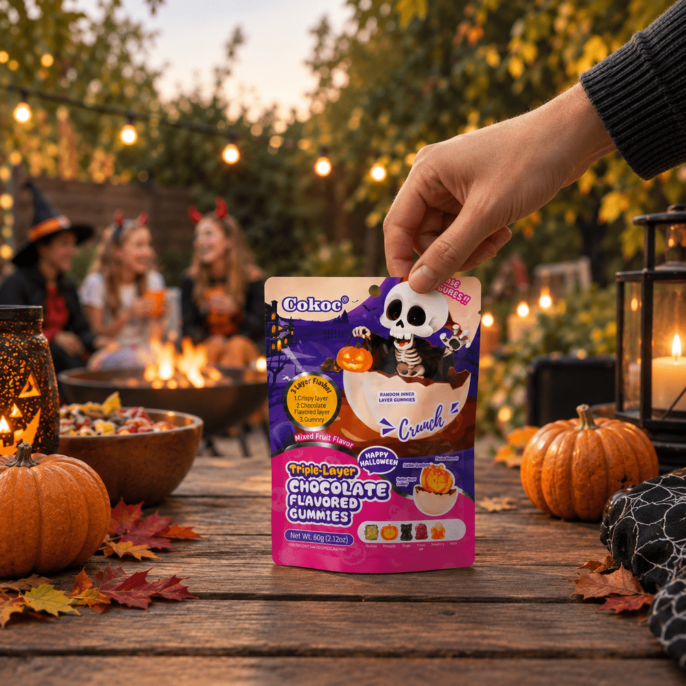 Cokoc Halloween-gummies met drie lagen en gemengde fruitsmaak