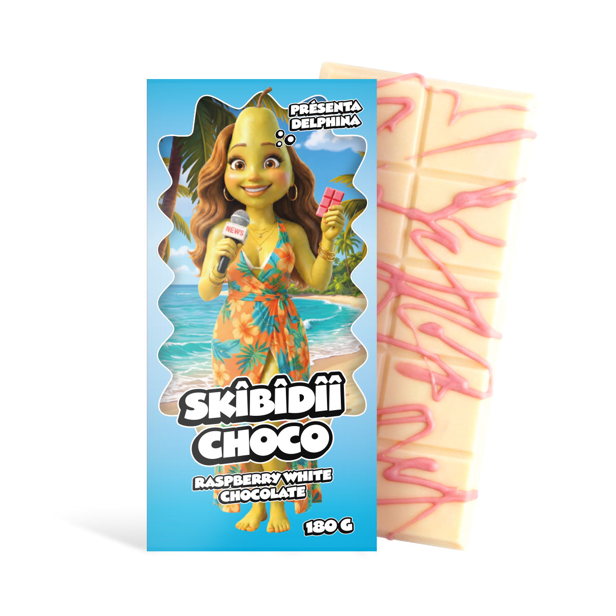 Skibidii Choco Presenta Delphina Framboos Witte Chocolade