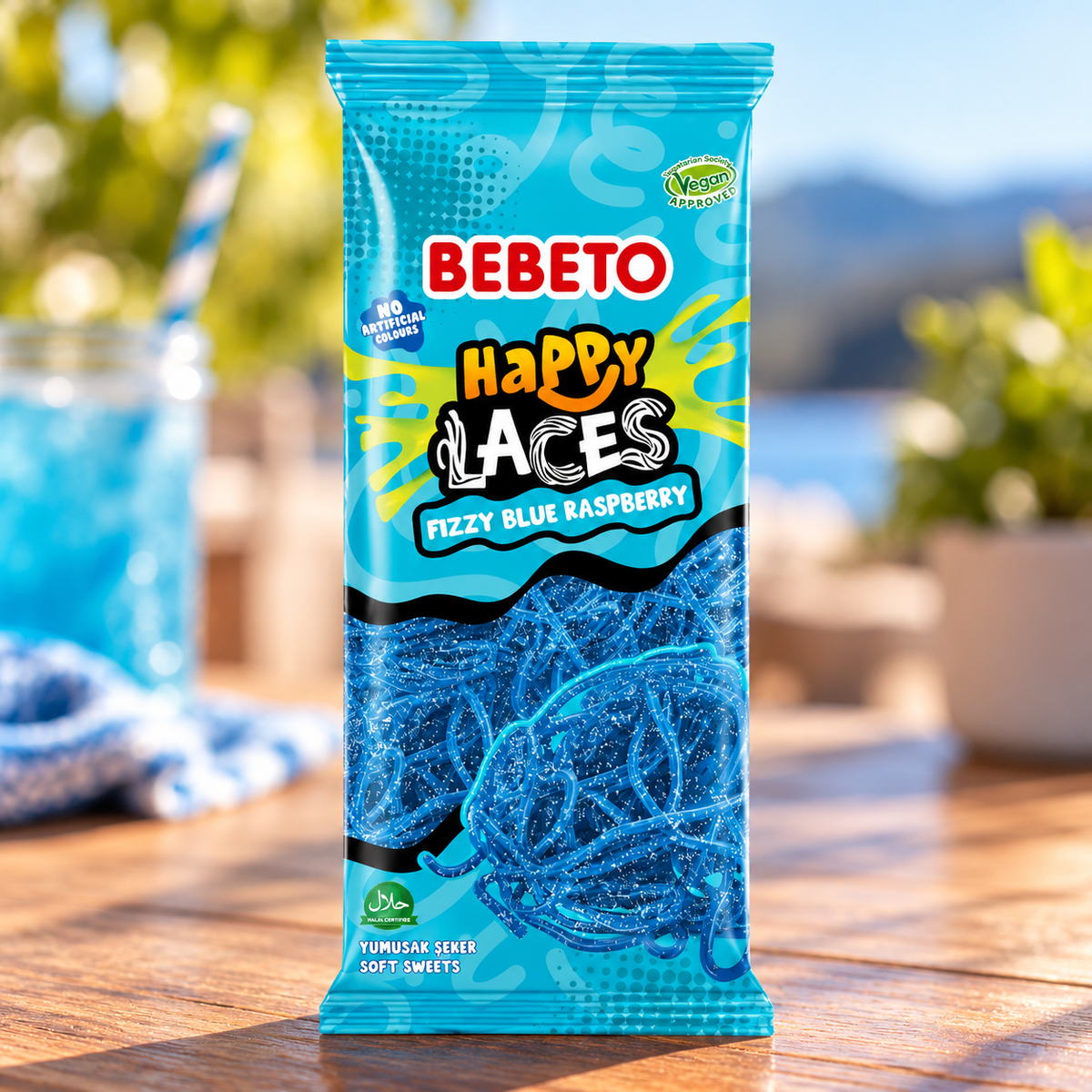Bebeto Happy Laces Fizzy Blauwe Framboos