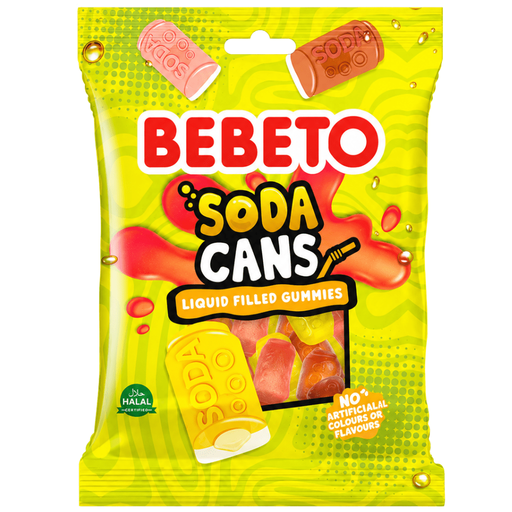 Bebeto Jelly Soda Cans bonbons en mini-canettes gélifiées aux cœurs liquides
