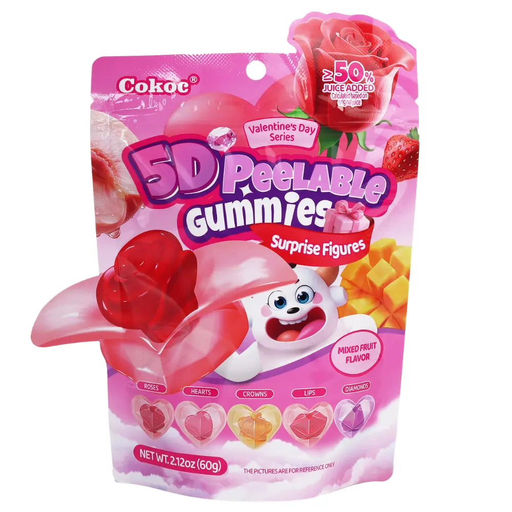Cokoc Valentine's Day 5D Peelable Gummies bonbons pelables aux fruits 60 g