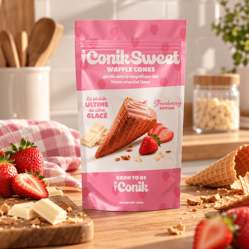 iConiksweet Wafelkegels Witte Chocolade & Aardbei