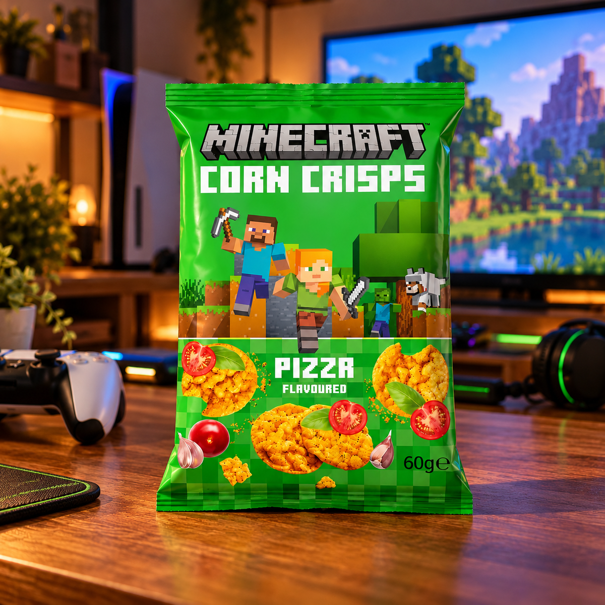 Minecraft-maïschips Pizza