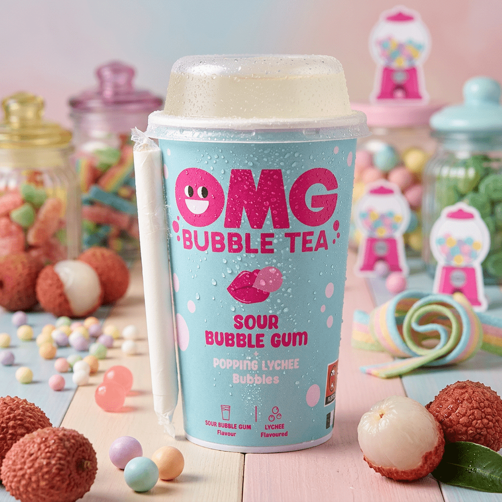 OMG Bubble Tea Zure Kauwgom Lychee