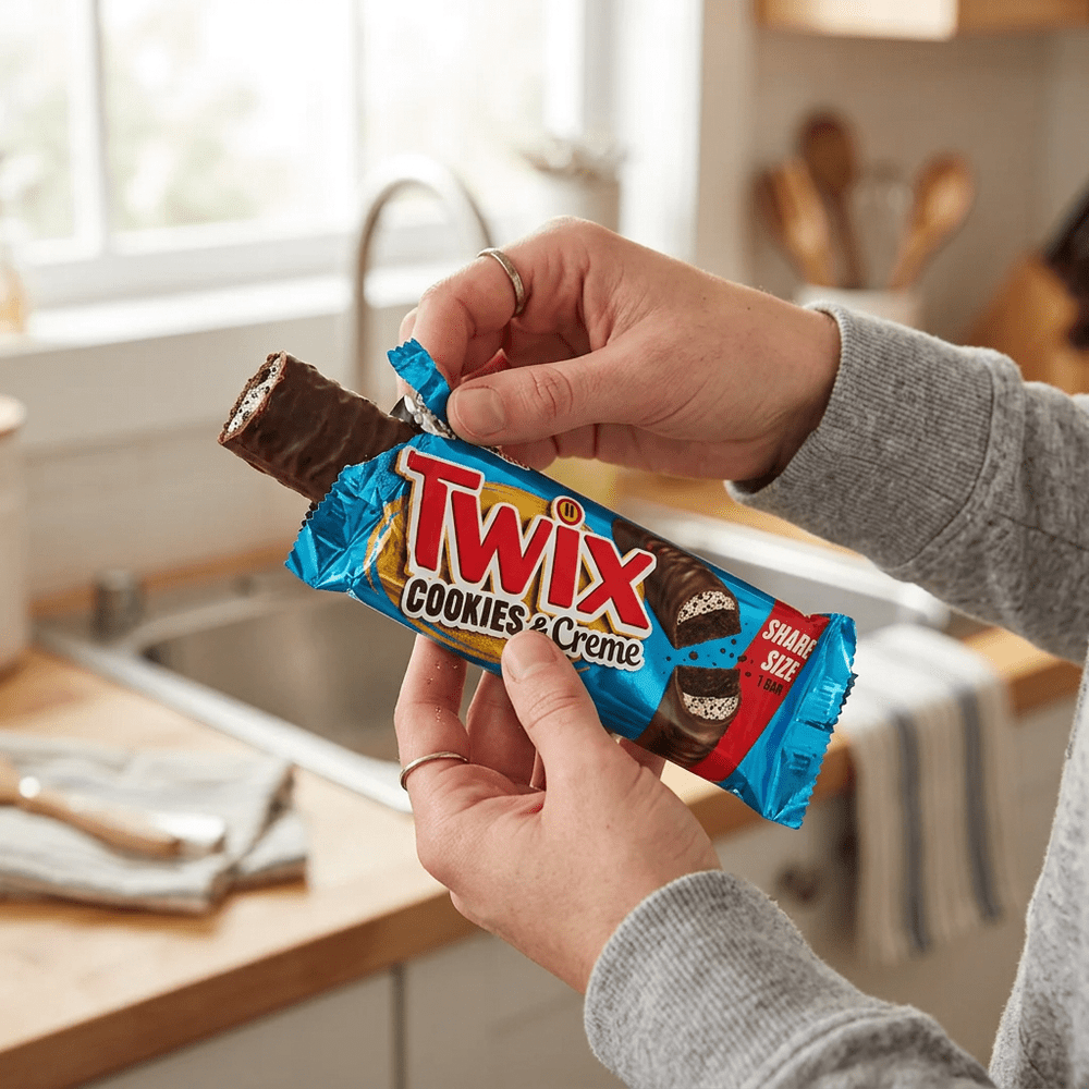 Twix Cookies en Crème delen grootte