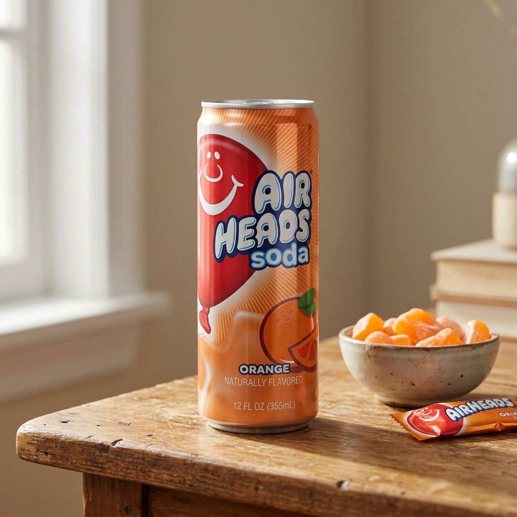 Airheads Soda Orange, canette de soda gazéifié saveur bonbon, importé des États-Unis, disponible sur My American Shop