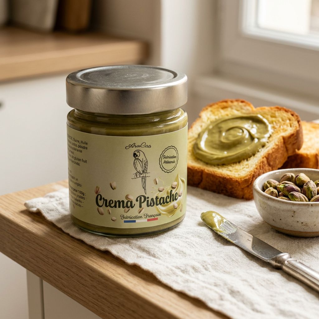 Aracao Crema Pistachio, pâte à tartiner crémeuse à la pistache, pot 200g, disponible sur My American Shop
